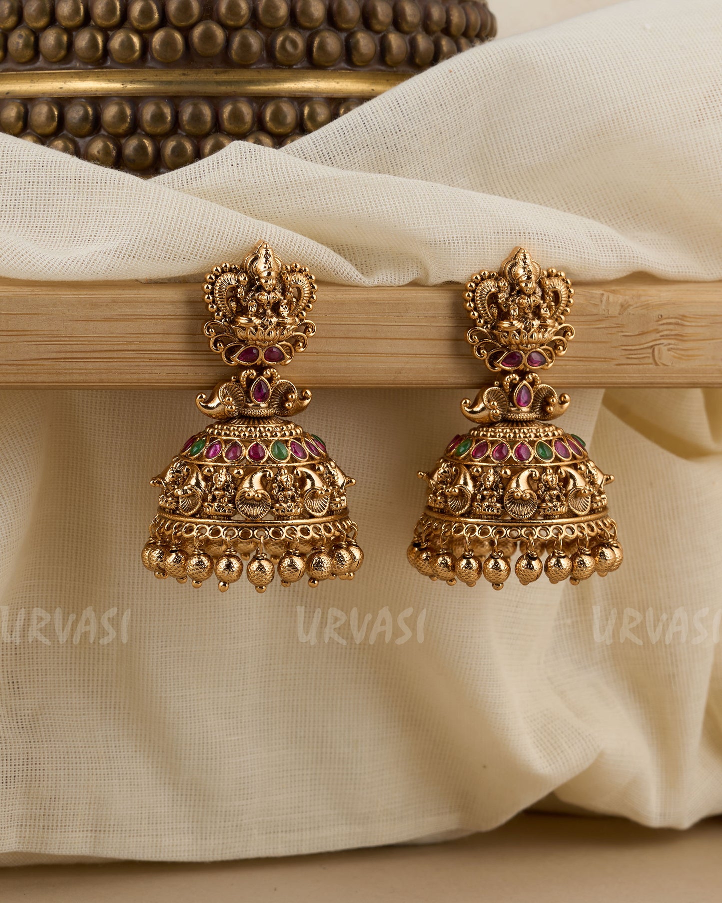 Premium Antique Lakshmi Peacock Motif Earrings ER 343