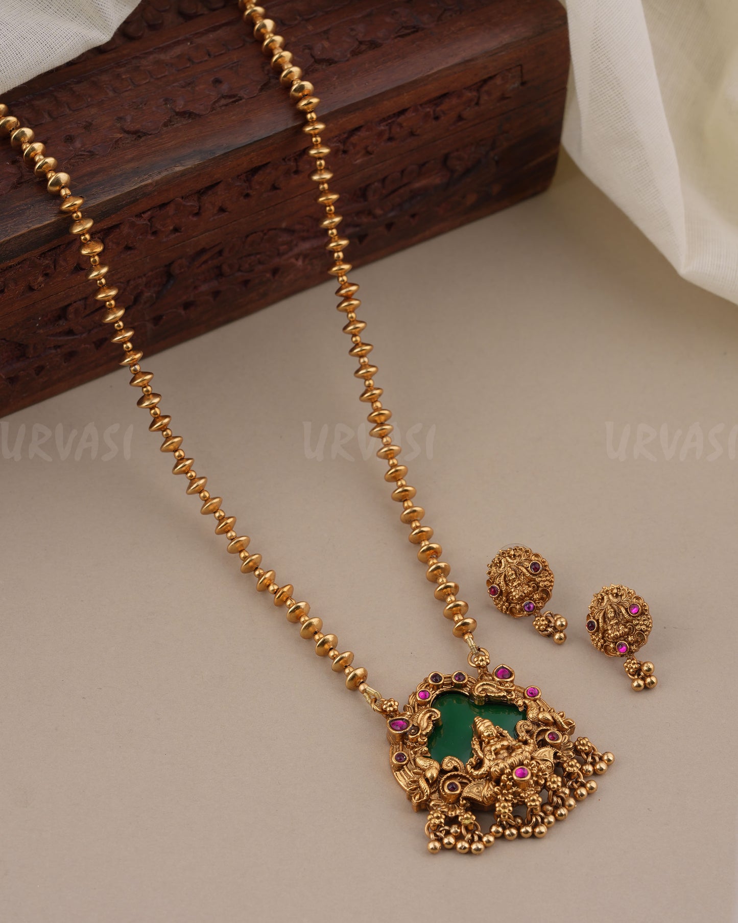 Gold-Toned Lakshmi Pendant Necklace 231