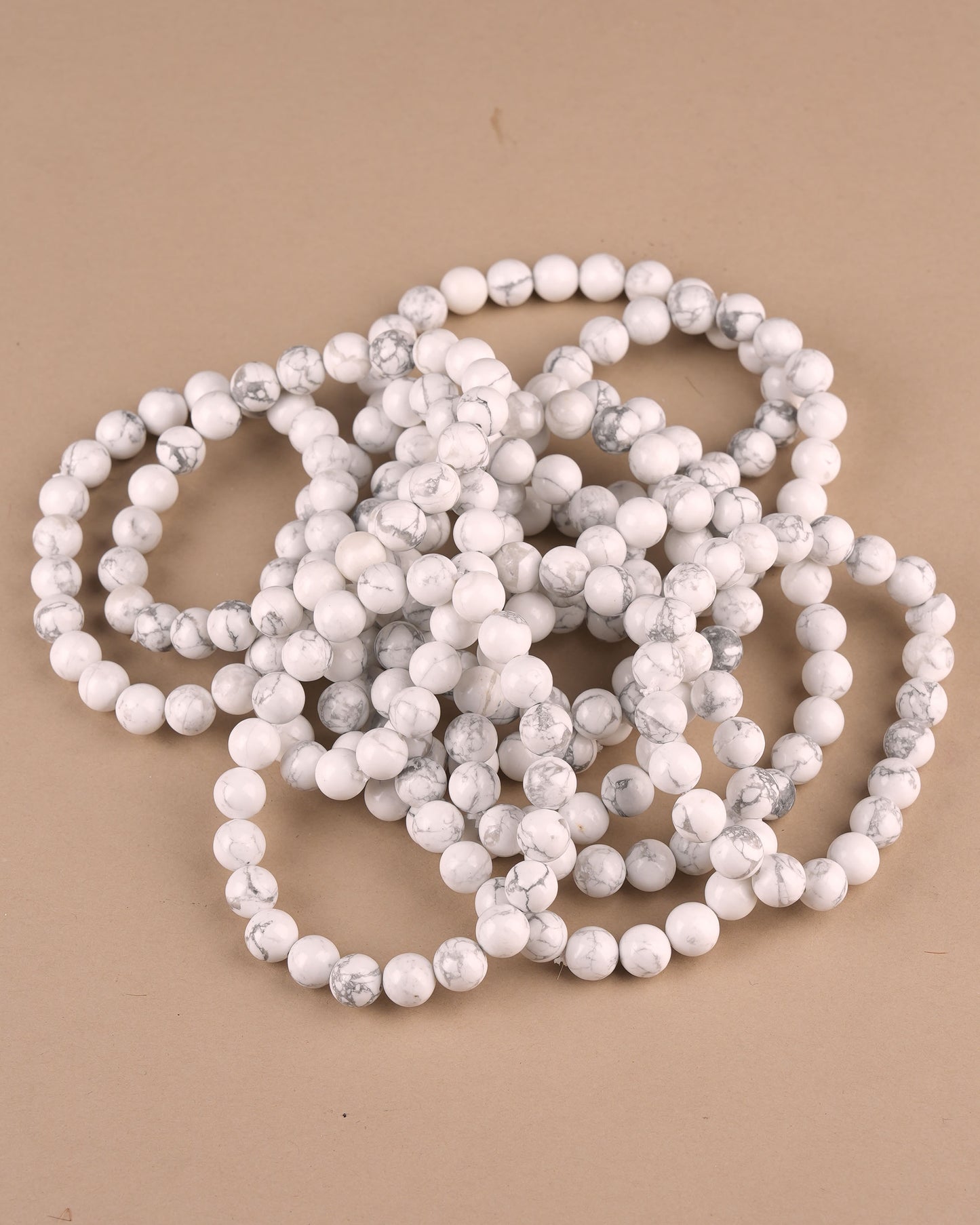 Hand-Made White Howlite Beaded Bracelet BR 126