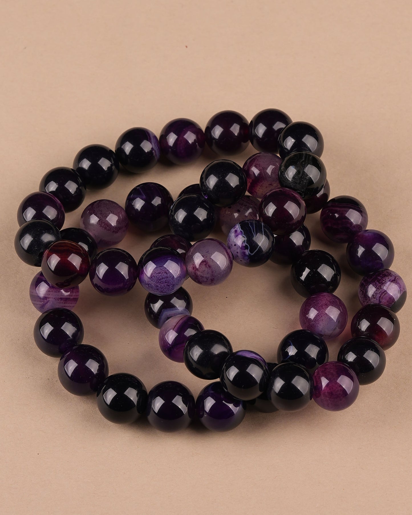 Hand-Made Purple Amethyst Beaded Bracelet BR 82