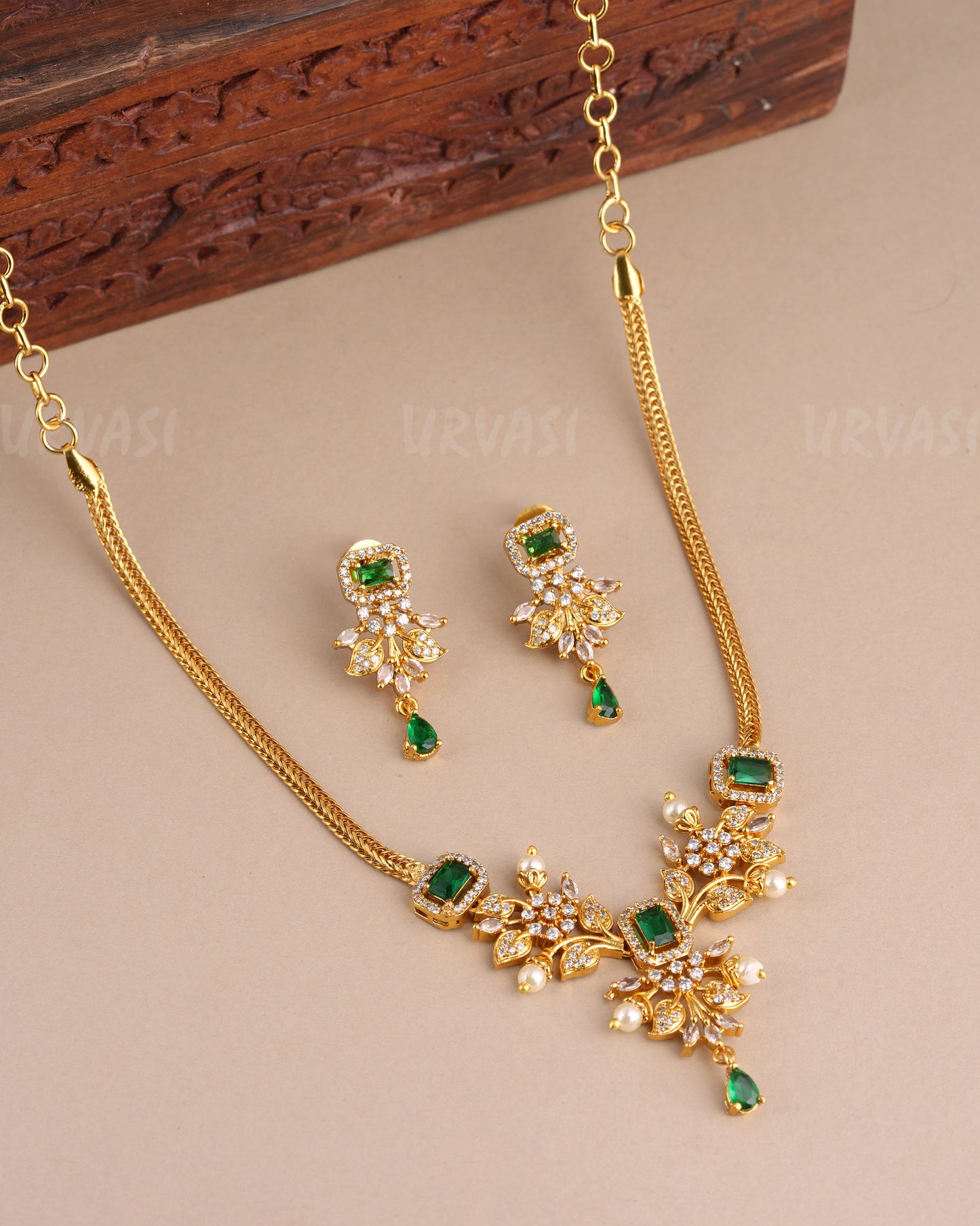 Gold-Toned Freya AD Short Necklace 638