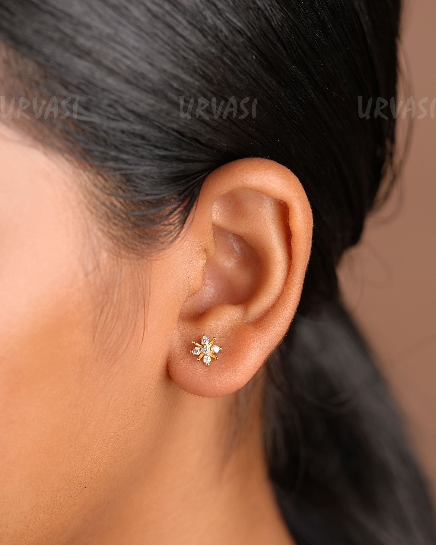 Minimal Floral Stone-Studded Earrings ER 455