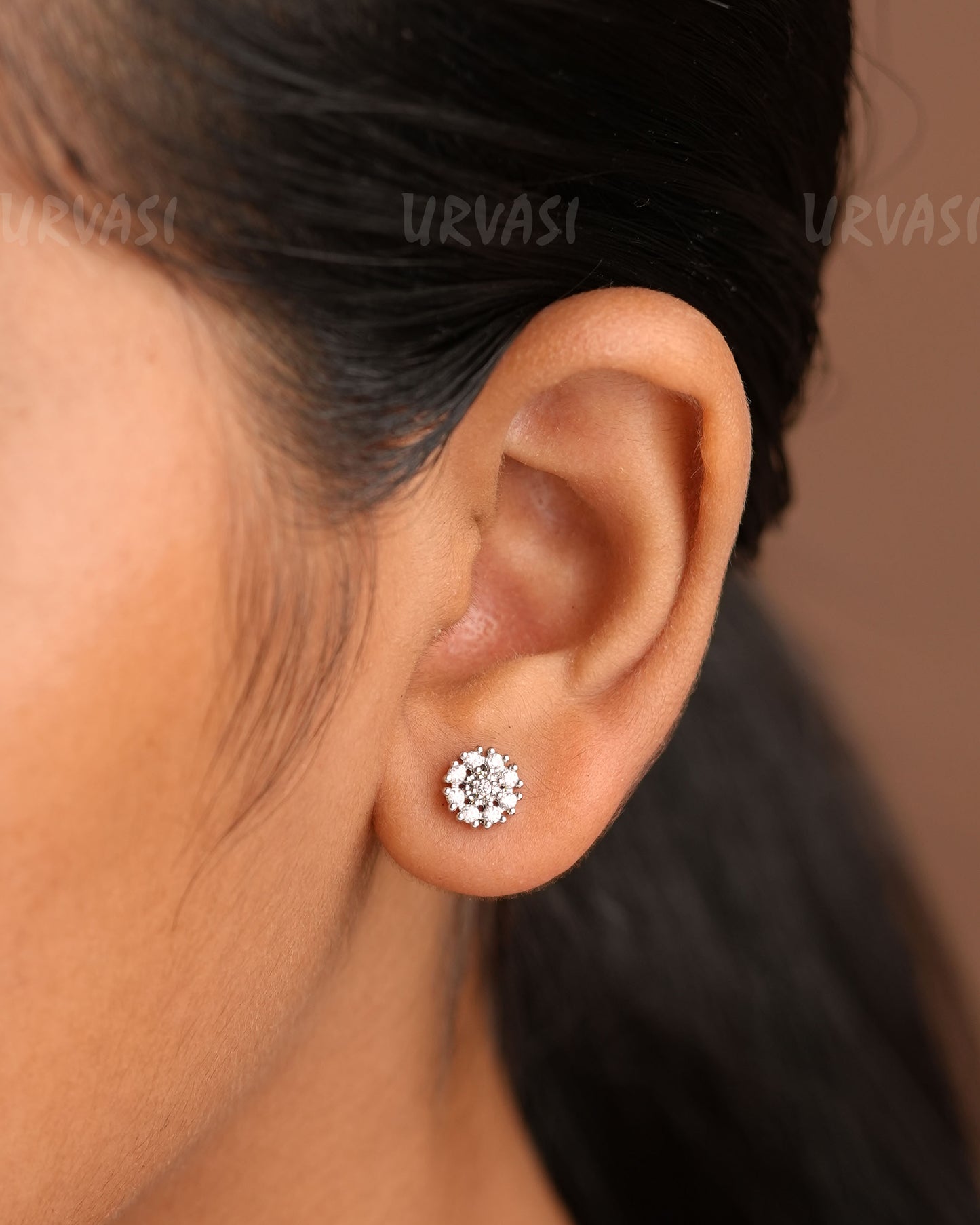 Minimal Floral Stone-Studded AD Earrings ER 258