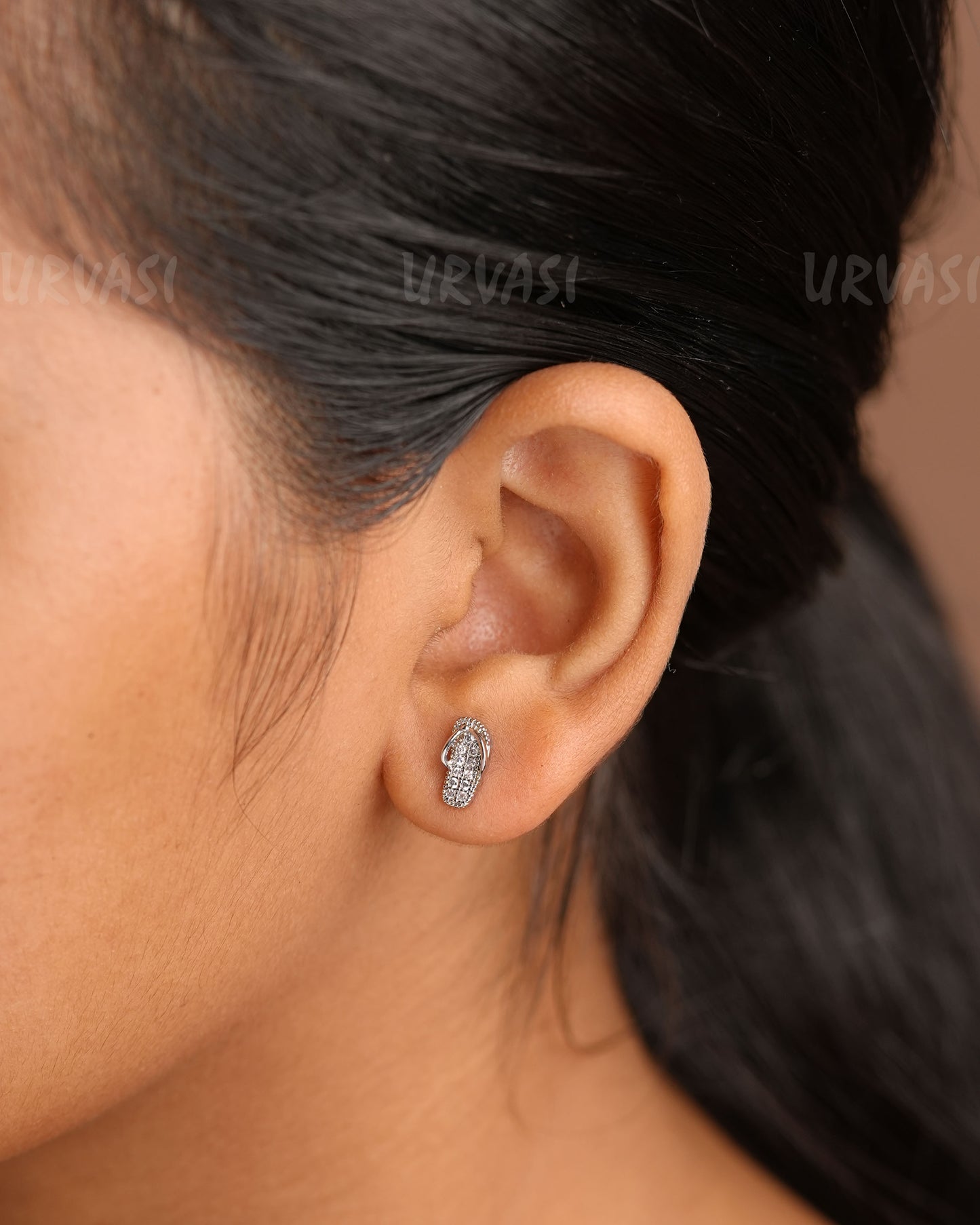 Minimal Chappal Designed Stone Studded AD Earrings ER 241