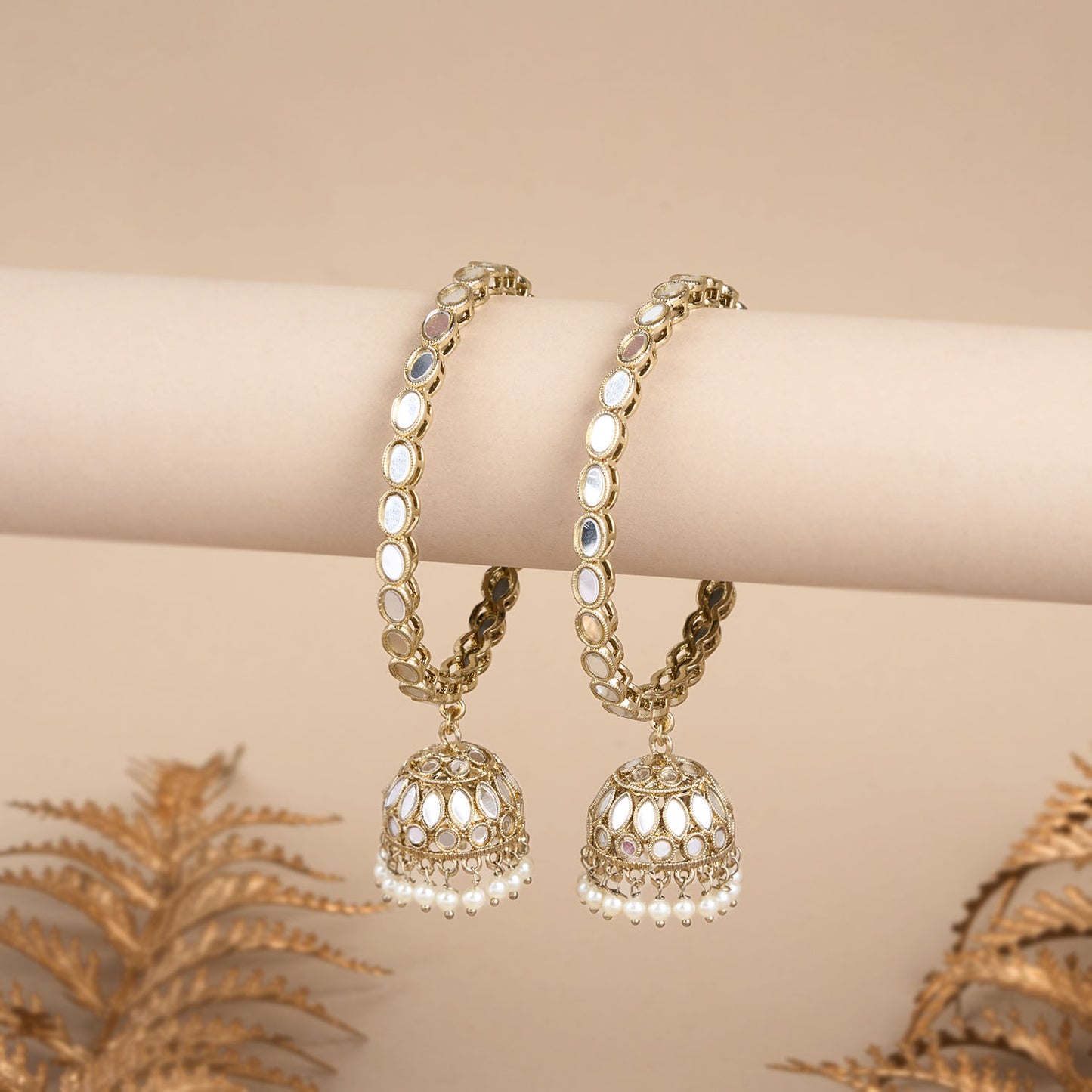 Simple Jhumka Mirror Bangles BA 107 {Set of 2}