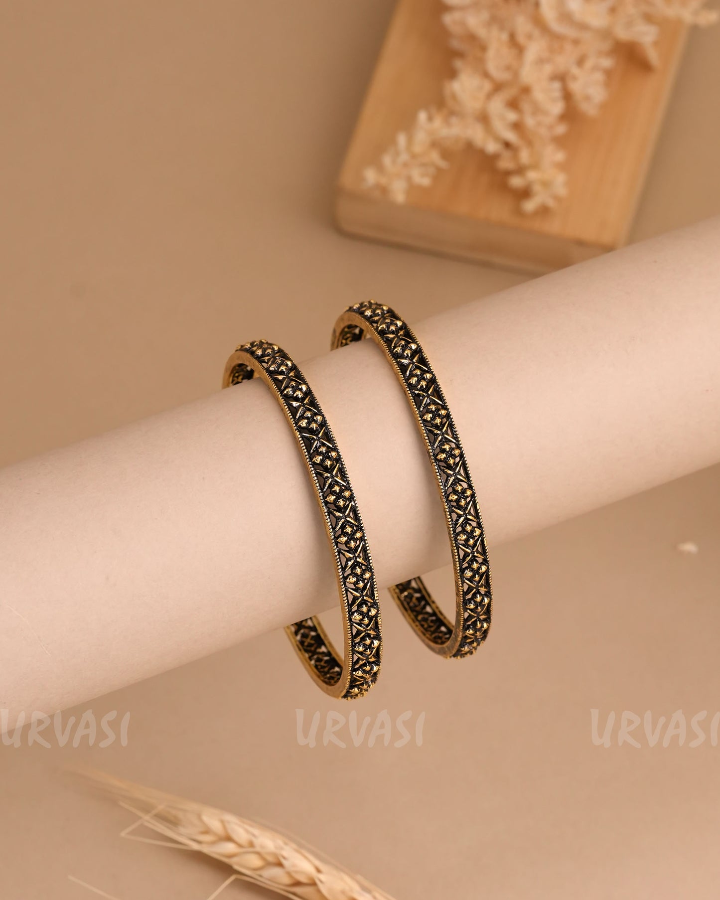 Oxidised Silver Kada Bangles BA 406(Set of 2)