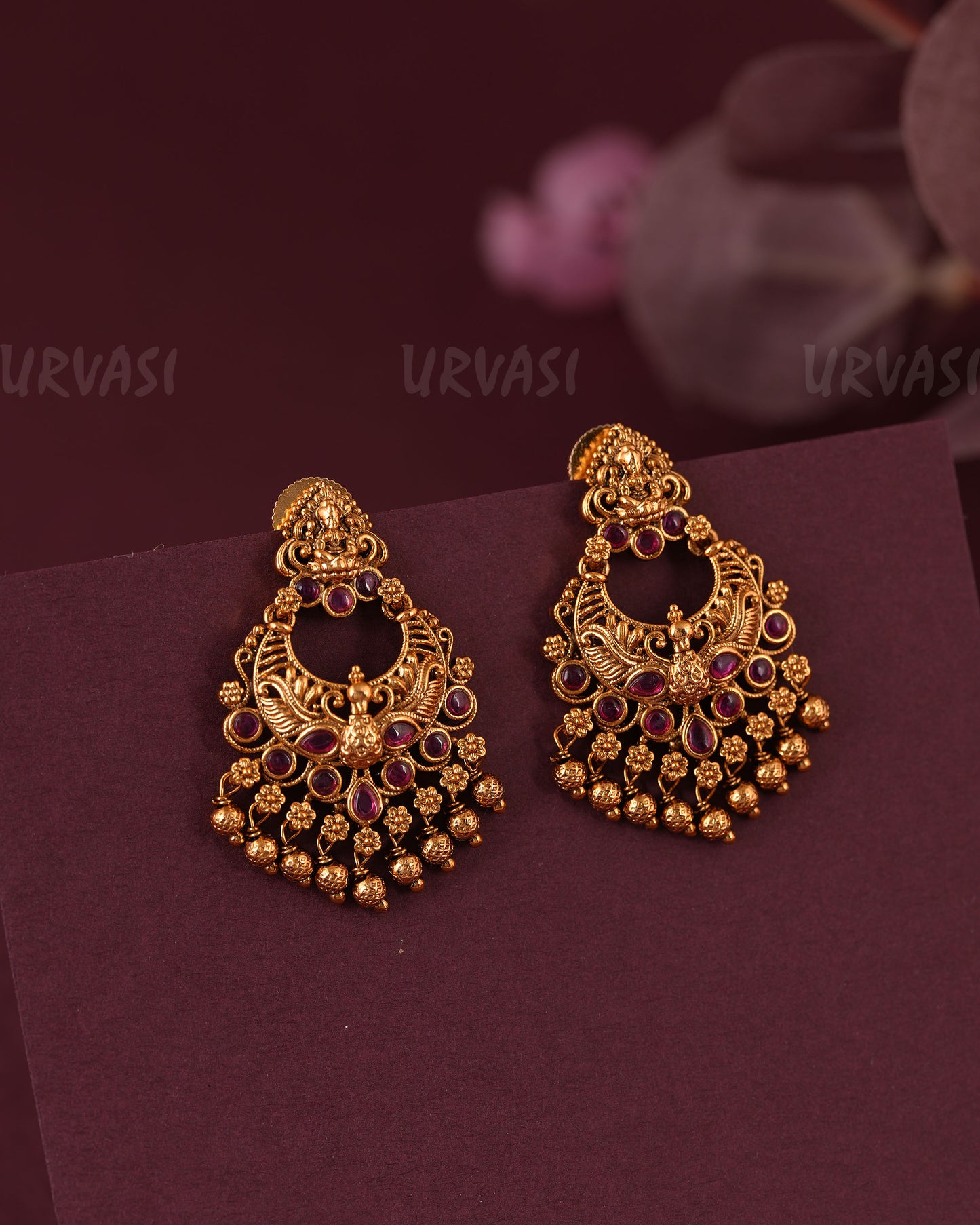 Gold-Toned Traditional Peacock Lakshmi Earring ER 1051