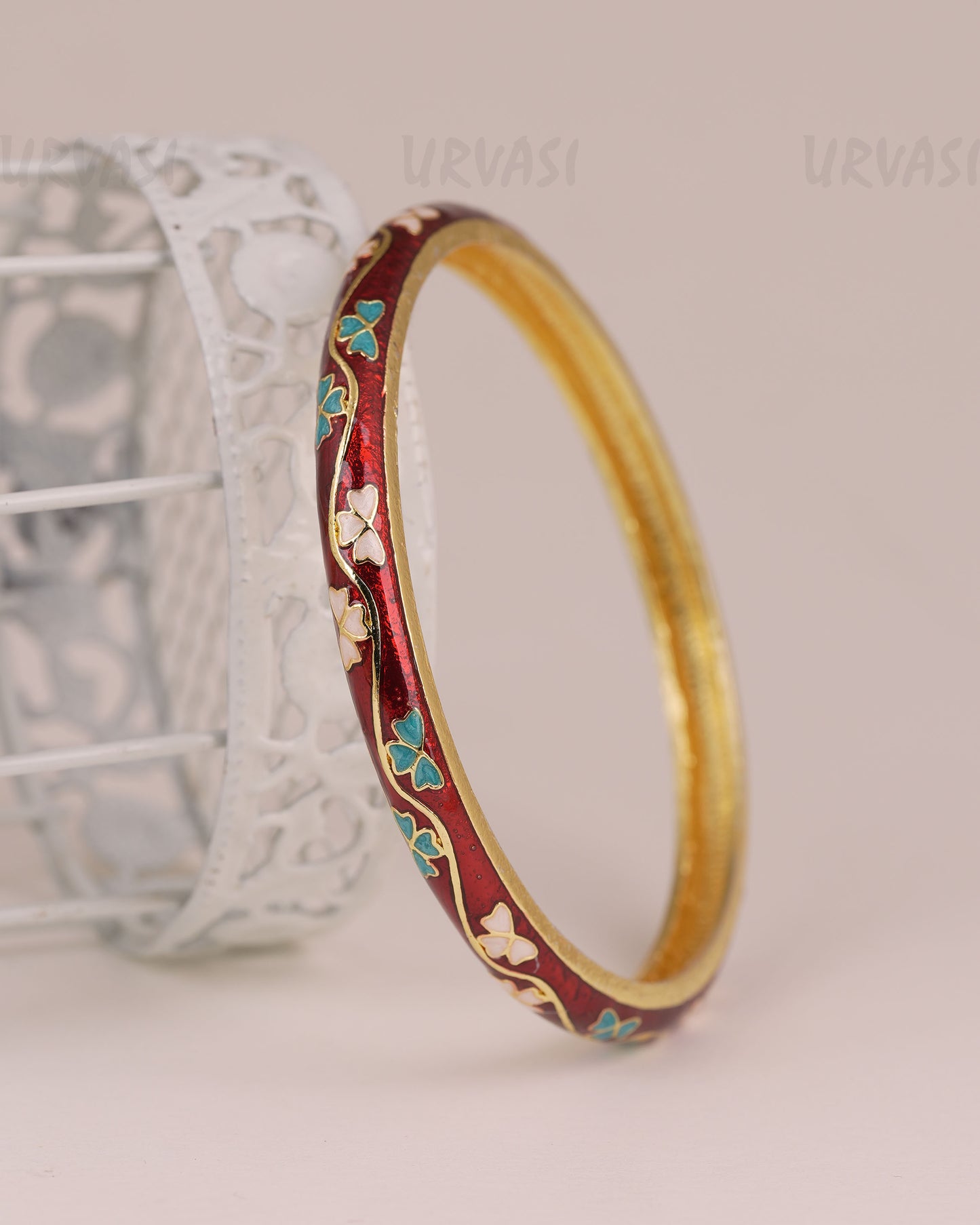 Gold- Floral Enamel Meenakari Bangles BA 505