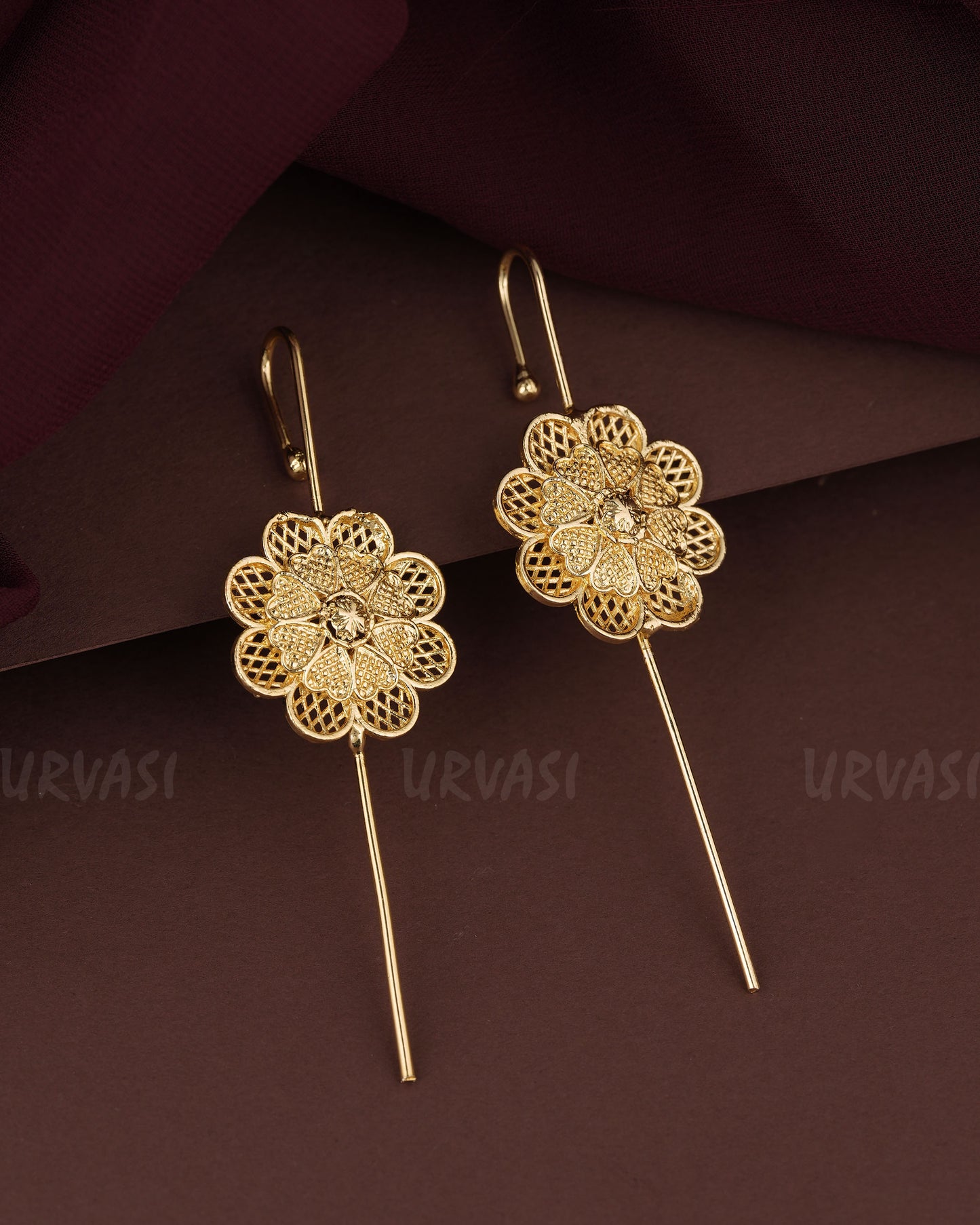 Gold-Toned Floral Ear-Cuff Earring ER 1207