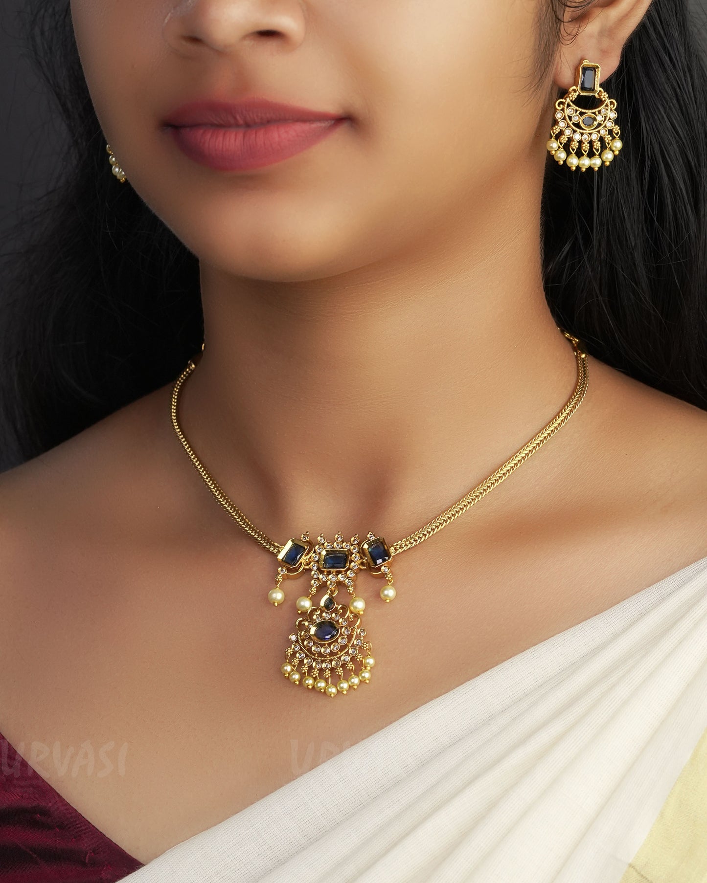 Aalma Gold-Toned Pearl Stone Necklace 1018