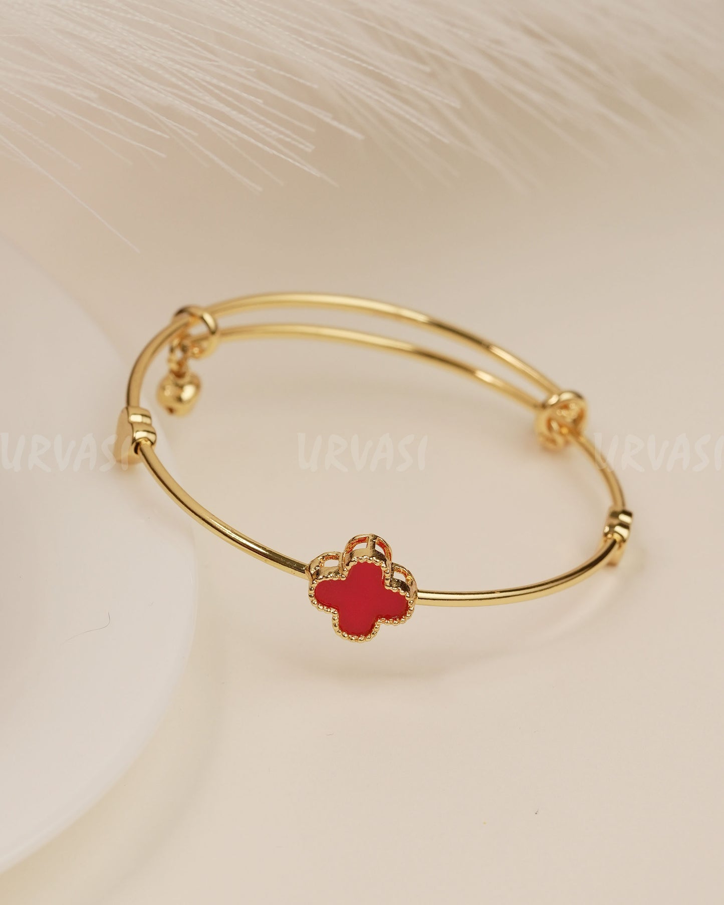 Gold-Polish Floral Heart Designed bangles BA 362