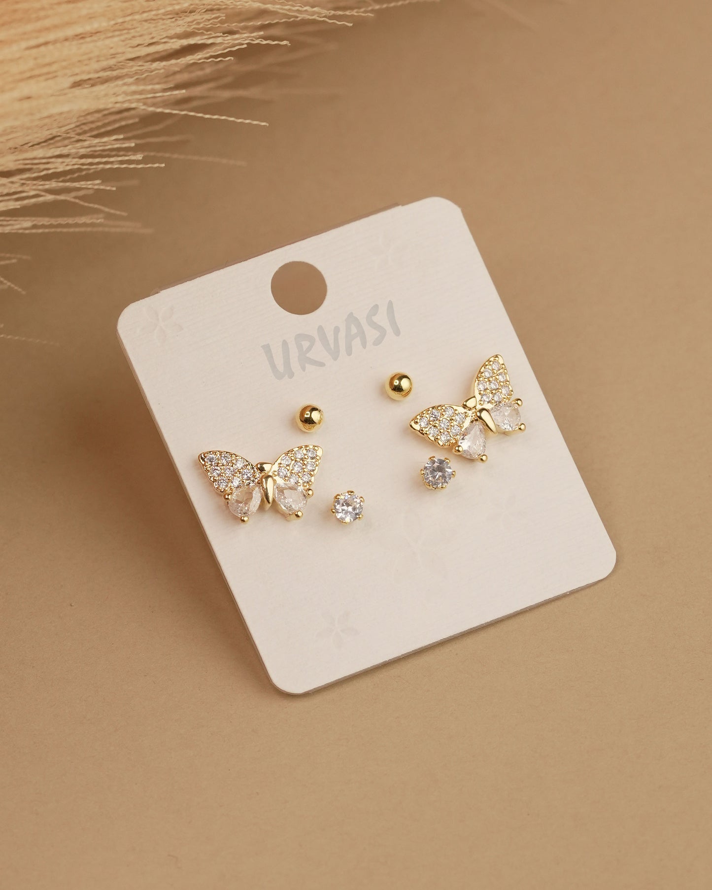 Butterfly Designed Stone Stud Earrings ER 760