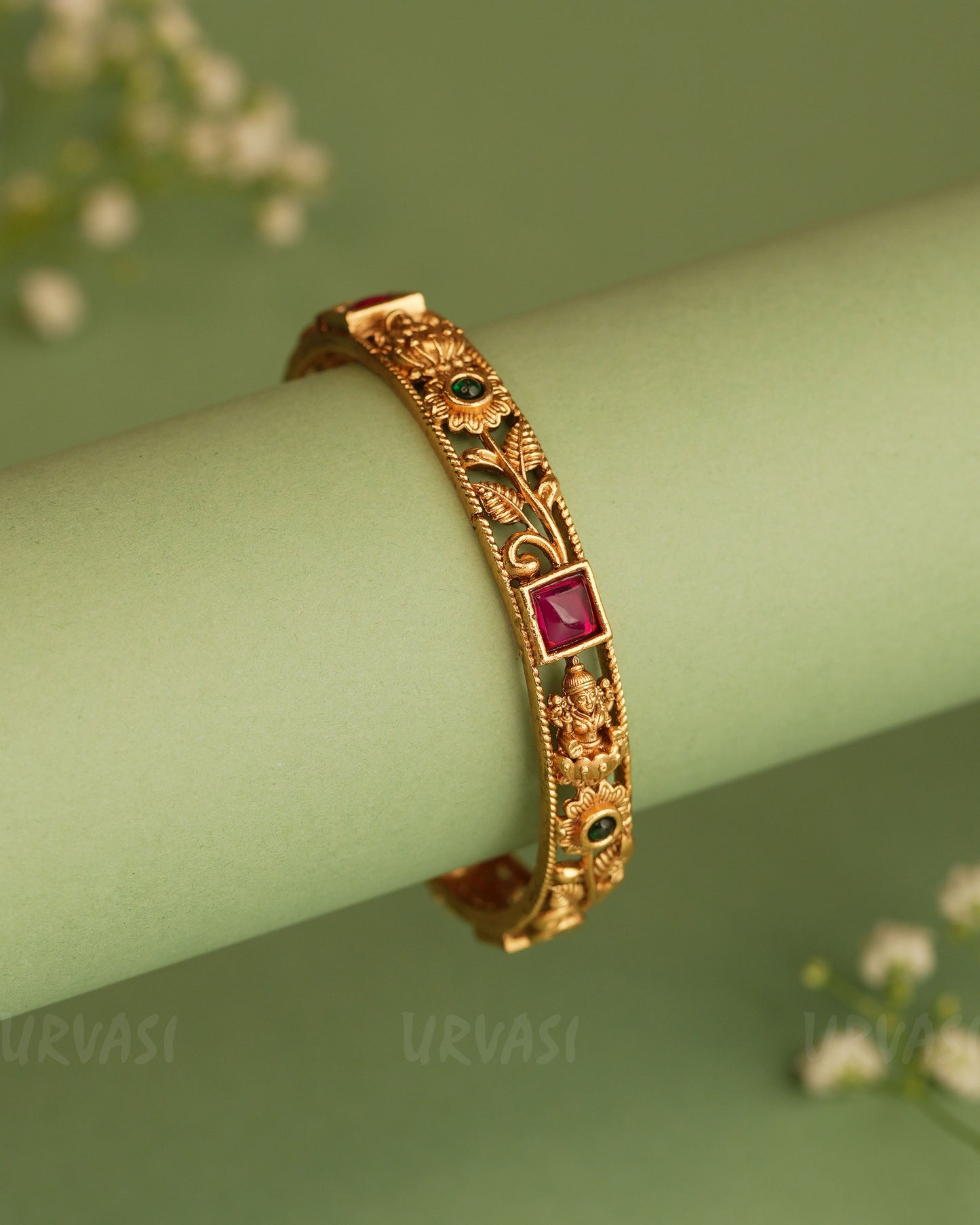 Gold-Toned Lakshmi Floral Bangles BA 288