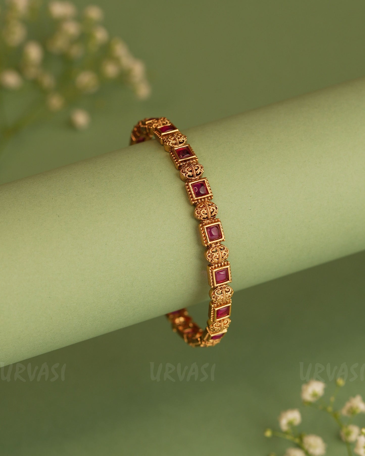 Gold-Toned Antique Ruby Bangles BA 298