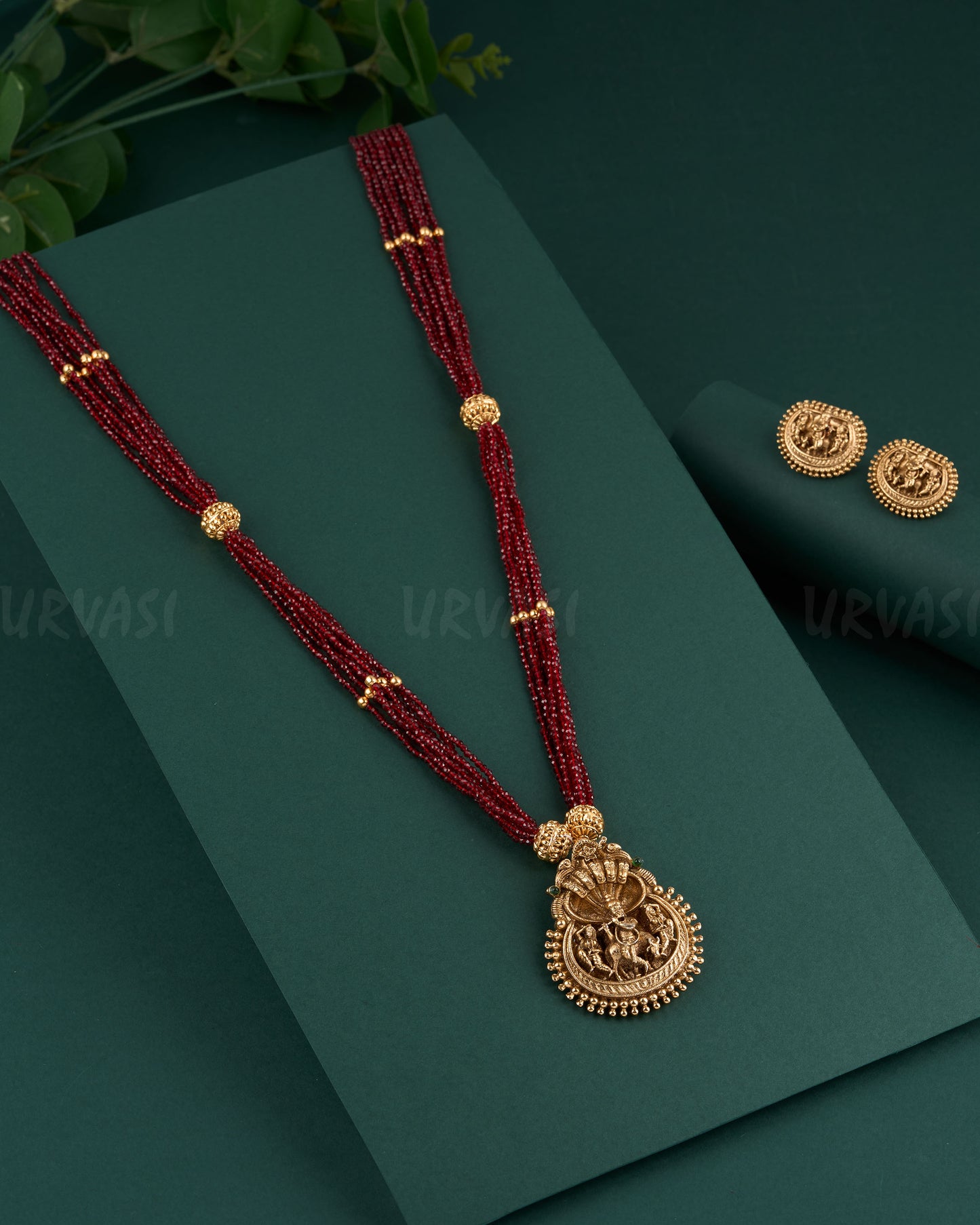 Gold-Toned Krishna Nagas Long Necklace 1343