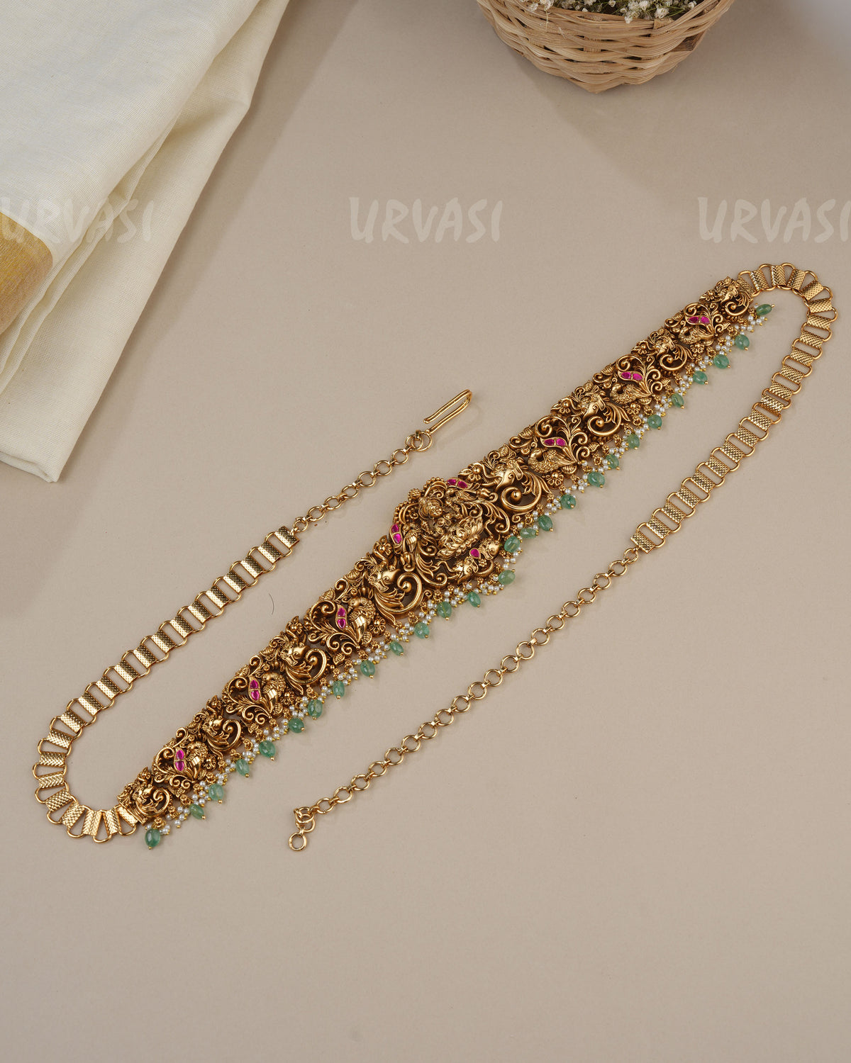 Premium Lotus Mahalakshmi Kemp Hip Chain HC 106