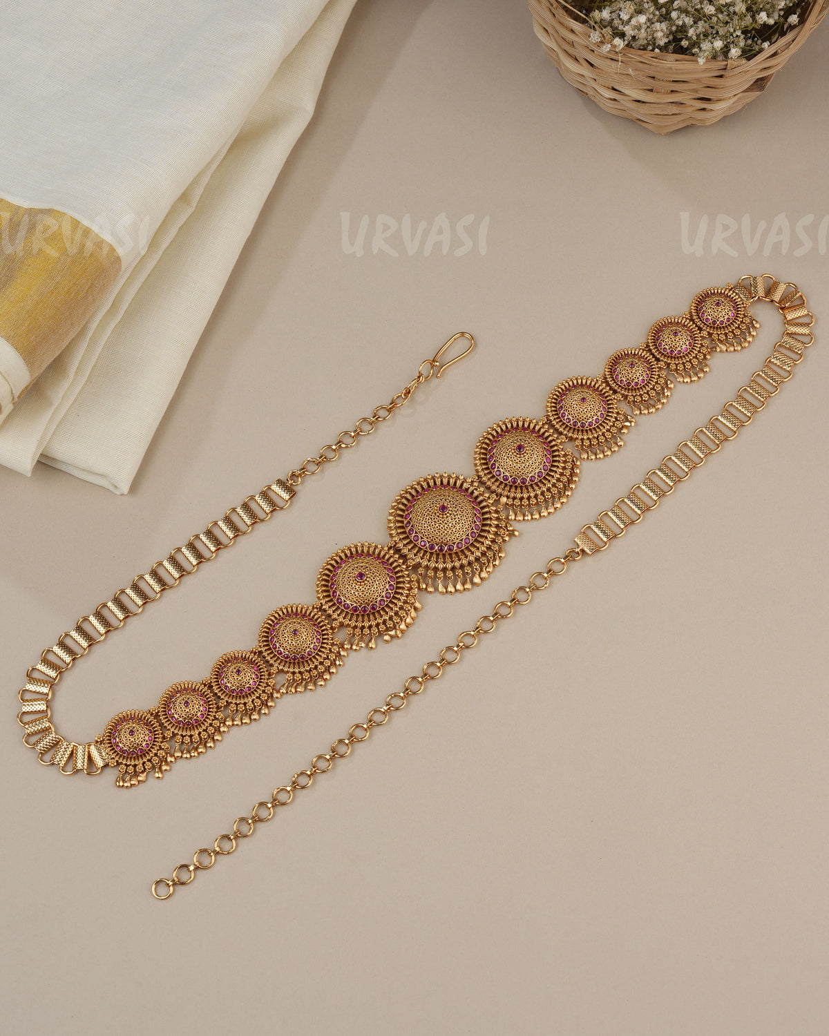 Premium Ruby Chakra Gold Hip Chain HC 105