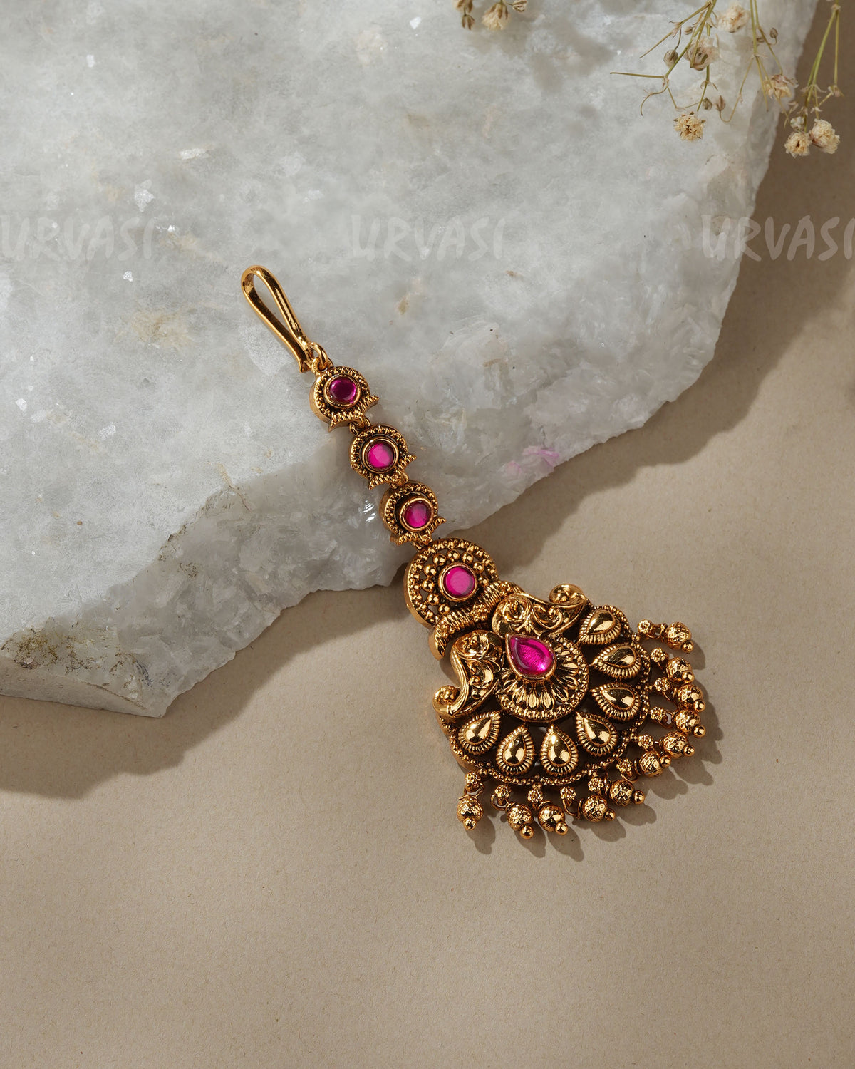 Gold-Toned Royal Ruby Pearl Chutty CH 180