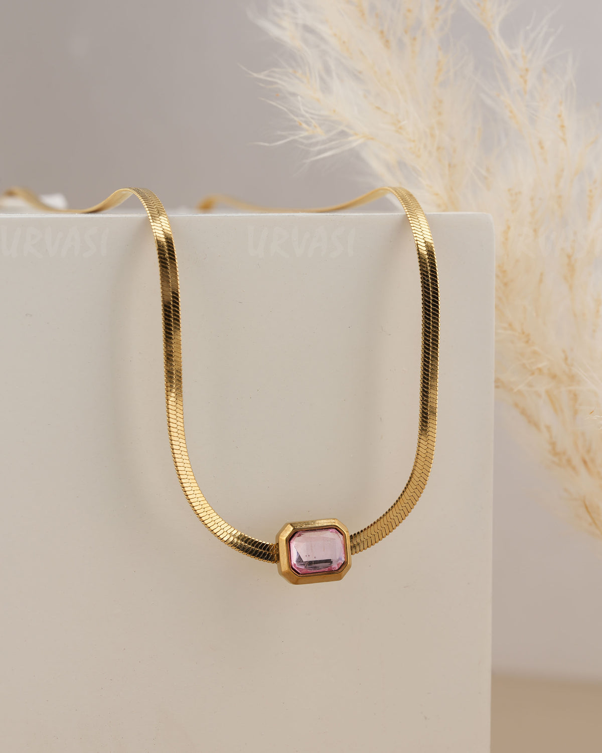 Gold-Toned Single Stone Snake Chain SC 194