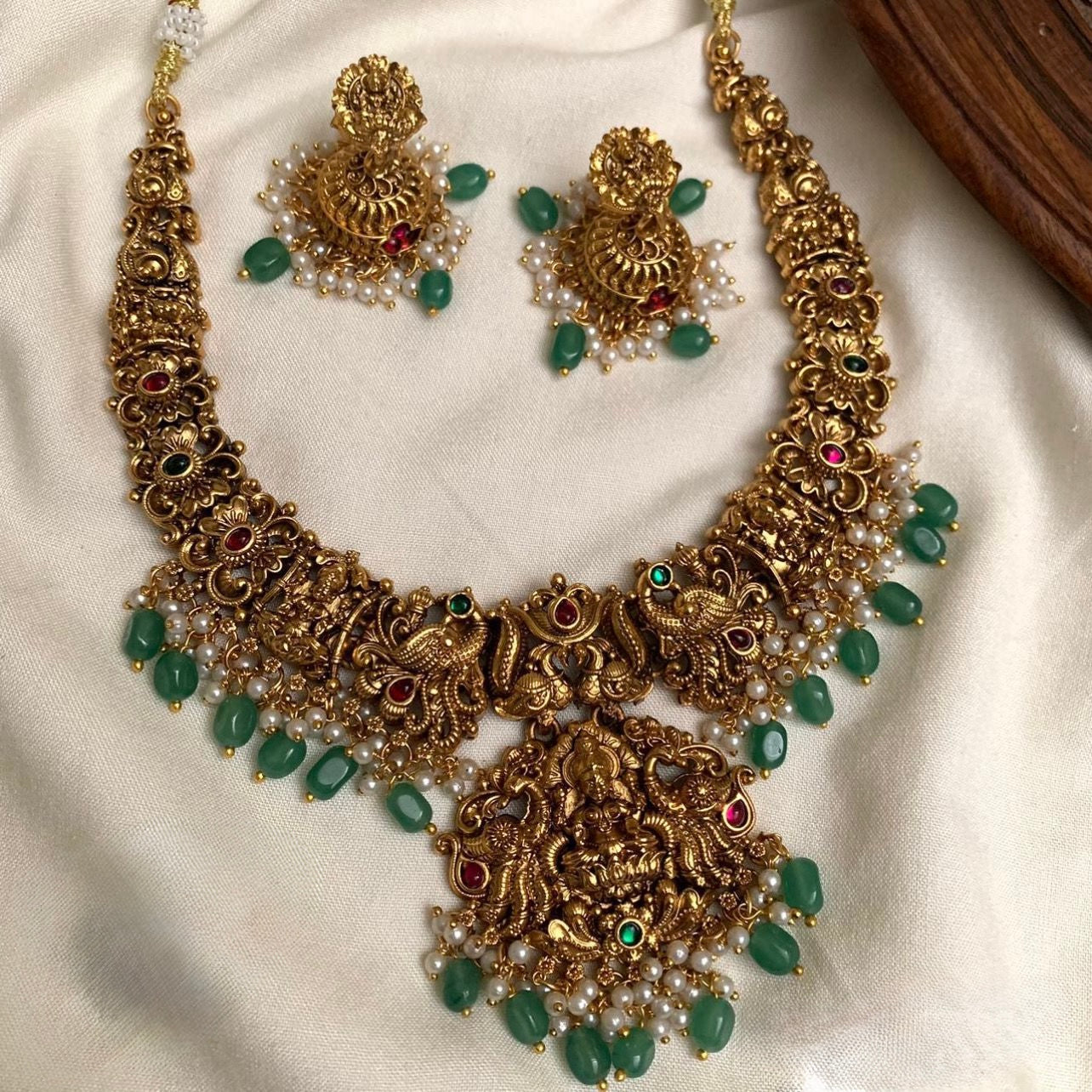 Gold-Toned Lakshmi Floral Necklace 1395