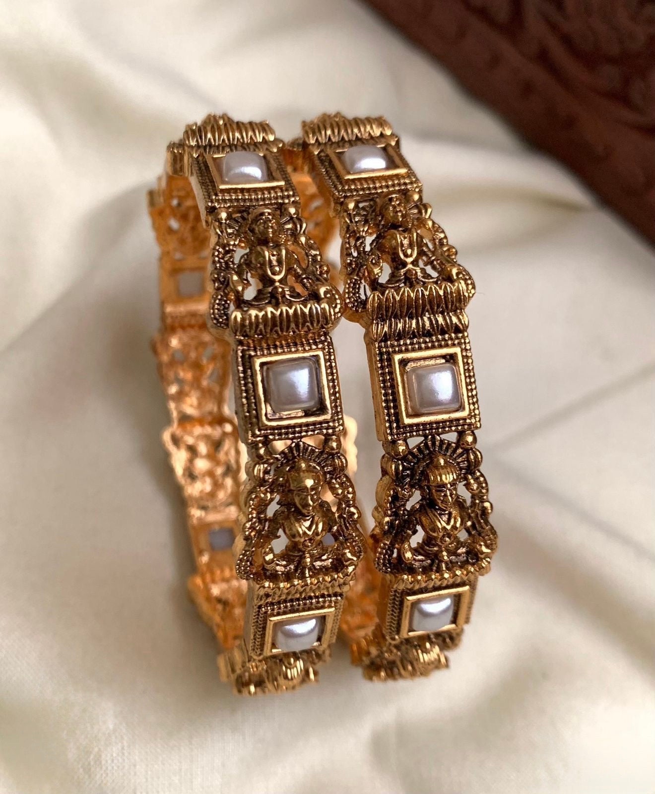 Gold-Toned Lakshmi Bangle {Set of 2}BA 329