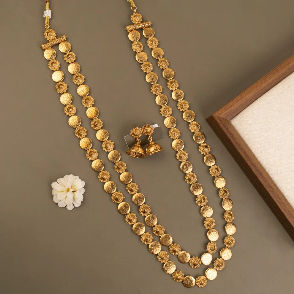 Gold-Toned Two-Layer Kaasu Long Necklace 228