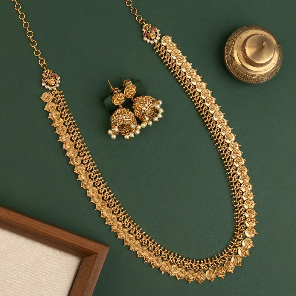 Gold-Toned Kaasu Lakshmi Long Necklace 1568