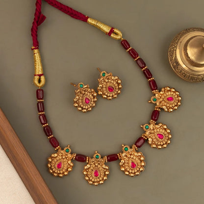 Gold-Toned Floral Choker Necklace  1691