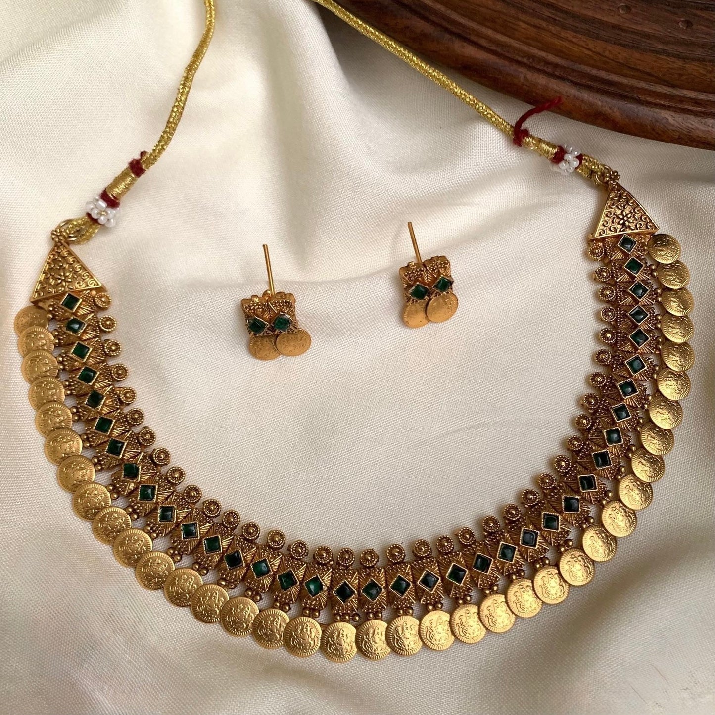 Gold-Toned Kaasu Lakshmi Designed Necklace 1435