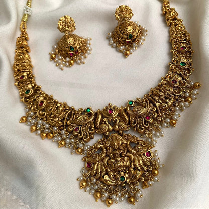 Gold-Toned Lakshmi Peacock Necklace 1558