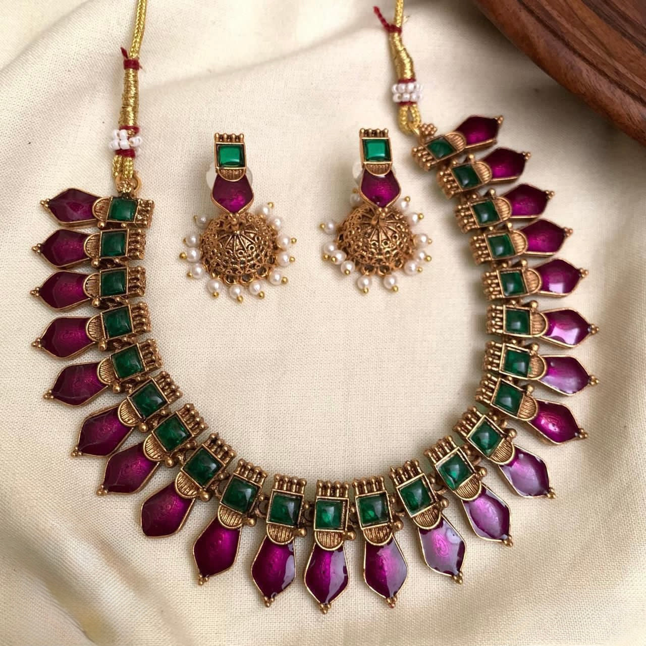 Gold-Toned Kovai Palakka Version Necklace 166