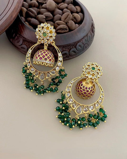 Gold-Toned Floral Jhumka Earrings ER 264