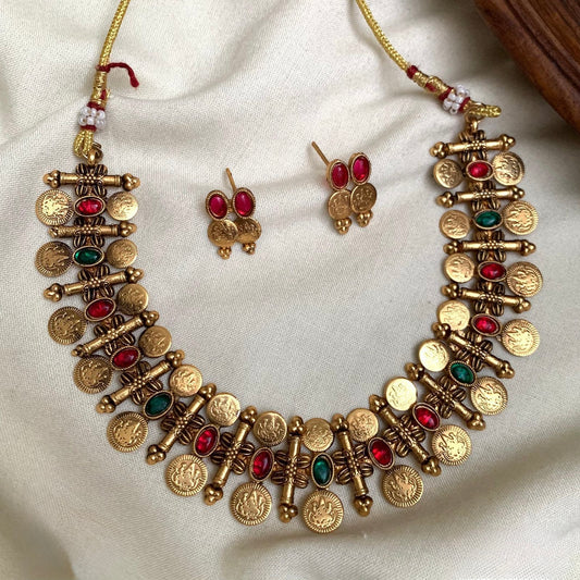 Gold-Toned Kaasu Choker Necklace 1190