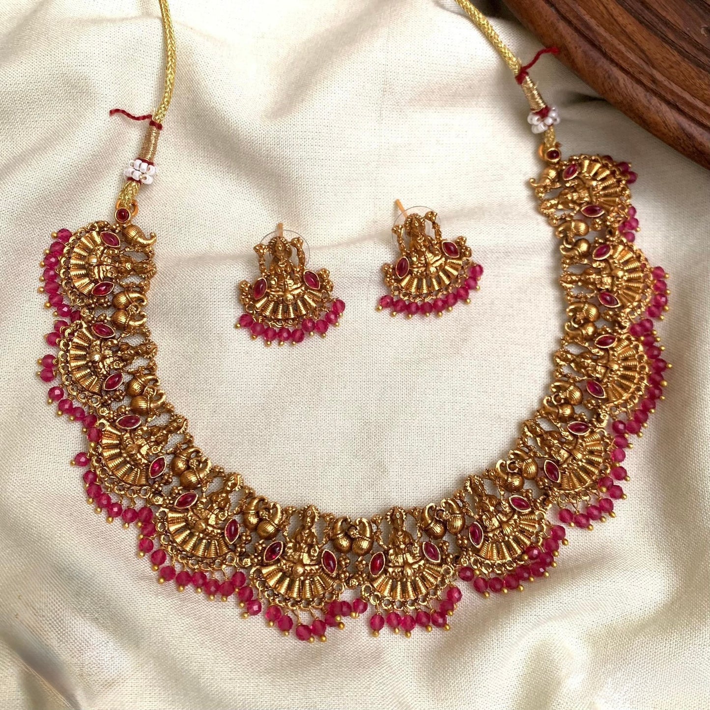 Gold-Toned Lakshmi Peacock Necklace 1184