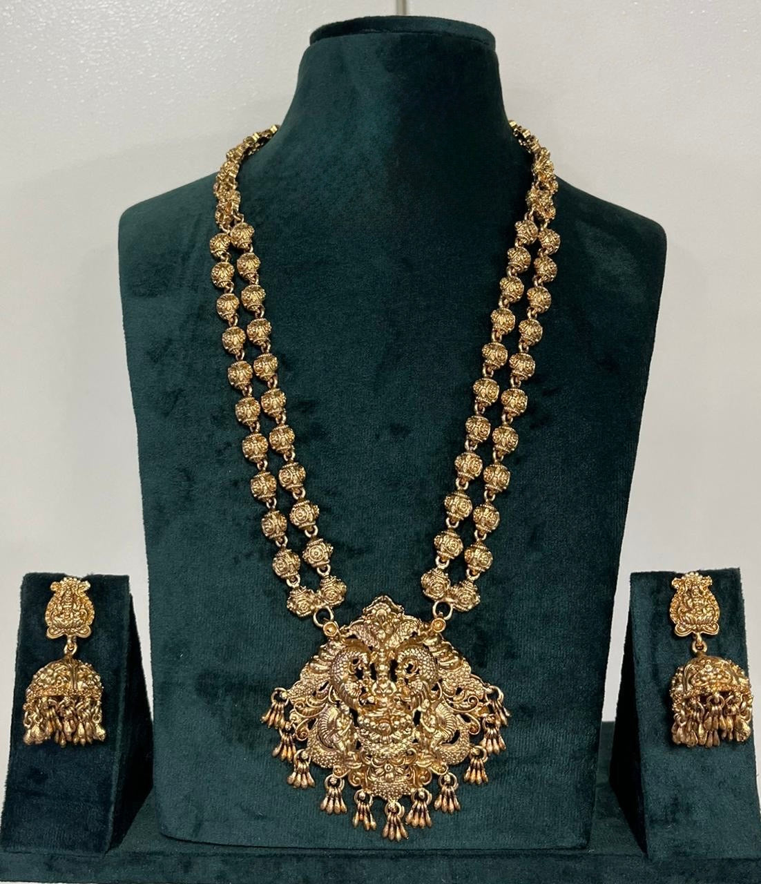 Gold-Toned Lakshmi Two Layer Long Haram Necklace 1164