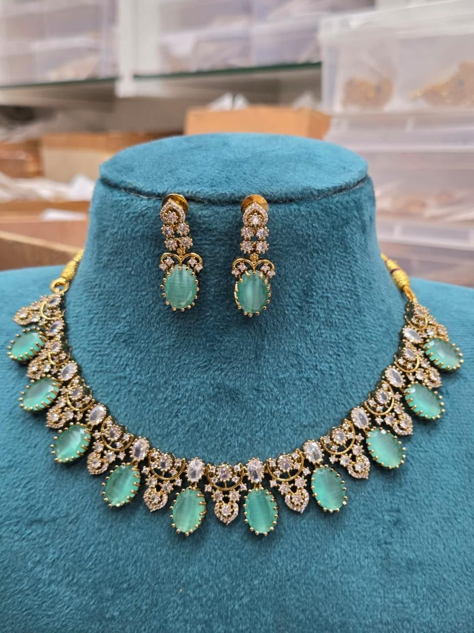 Gold-Toned Floral AD Necklace 639