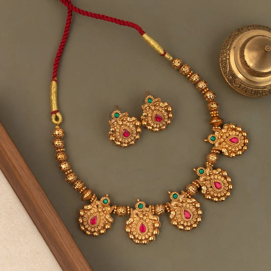 Gold-Toned Floral Choker Necklace 1693