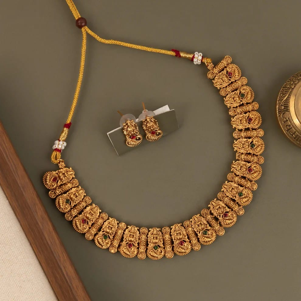 Gold-Toned Traditional Lakshmi Necklace 1787