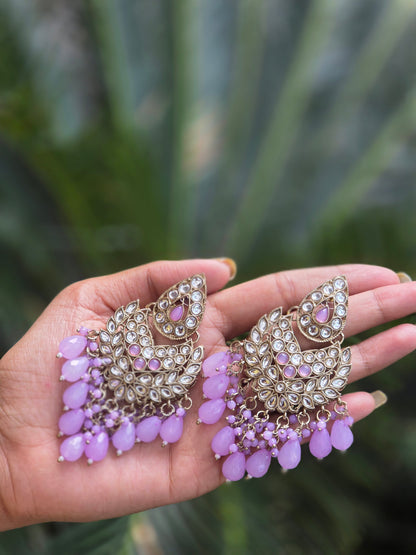 Mehendi-Gold Kundan Chandbali Earrings ER 781