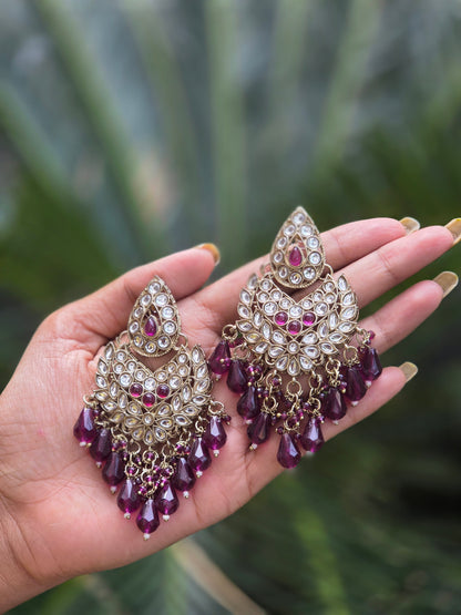 Mehendi-Gold Kundan Chandbali Earrings ER 781