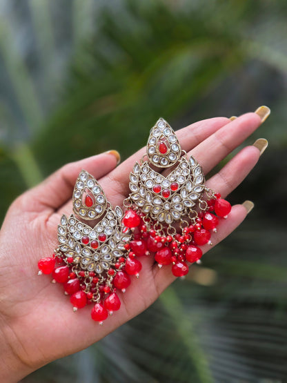 Mehendi-Gold Kundan Chandbali Earrings ER 781