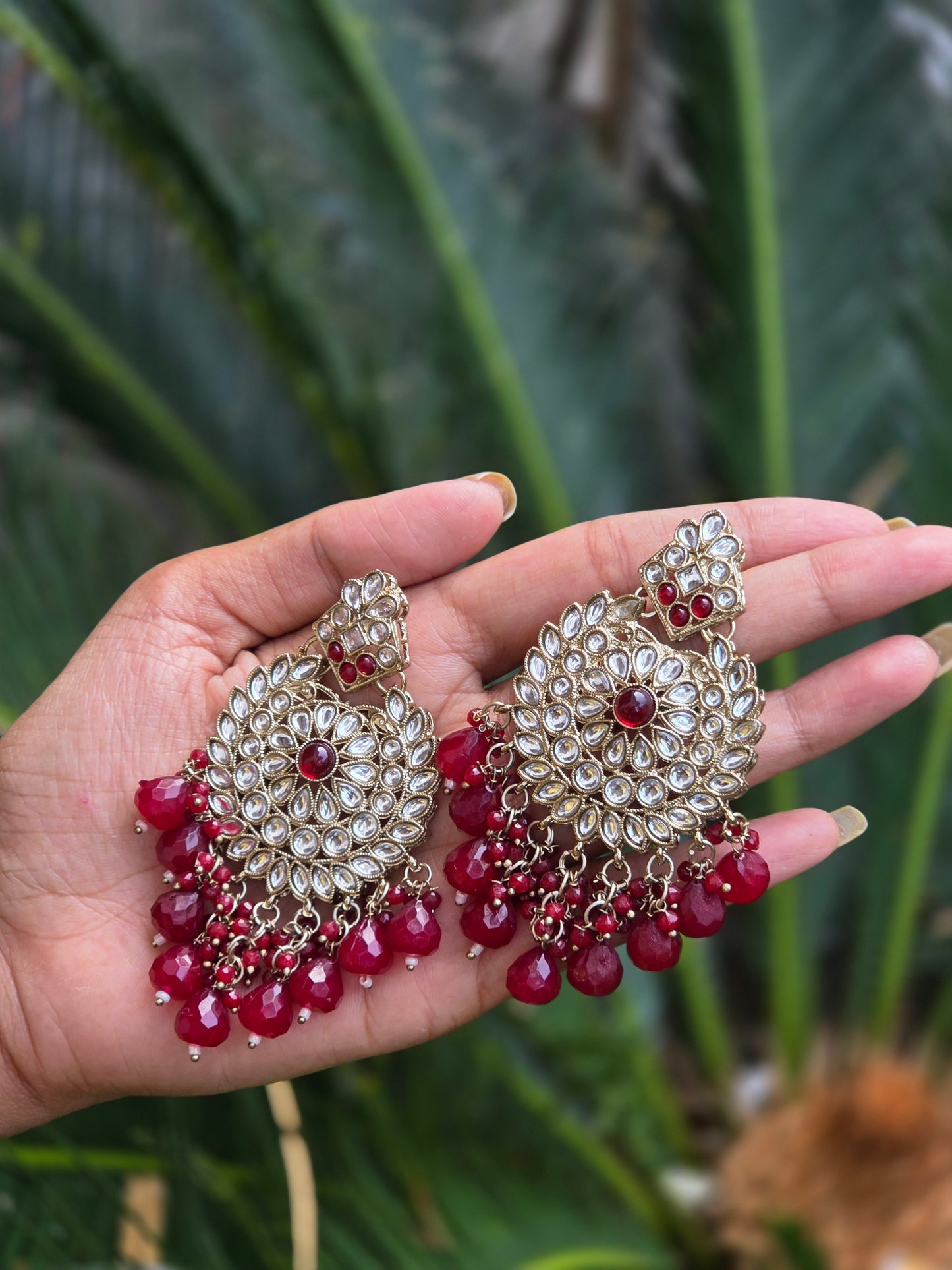 Mehendi Gold-Polish Kundan Chandbali Earrings ER 780