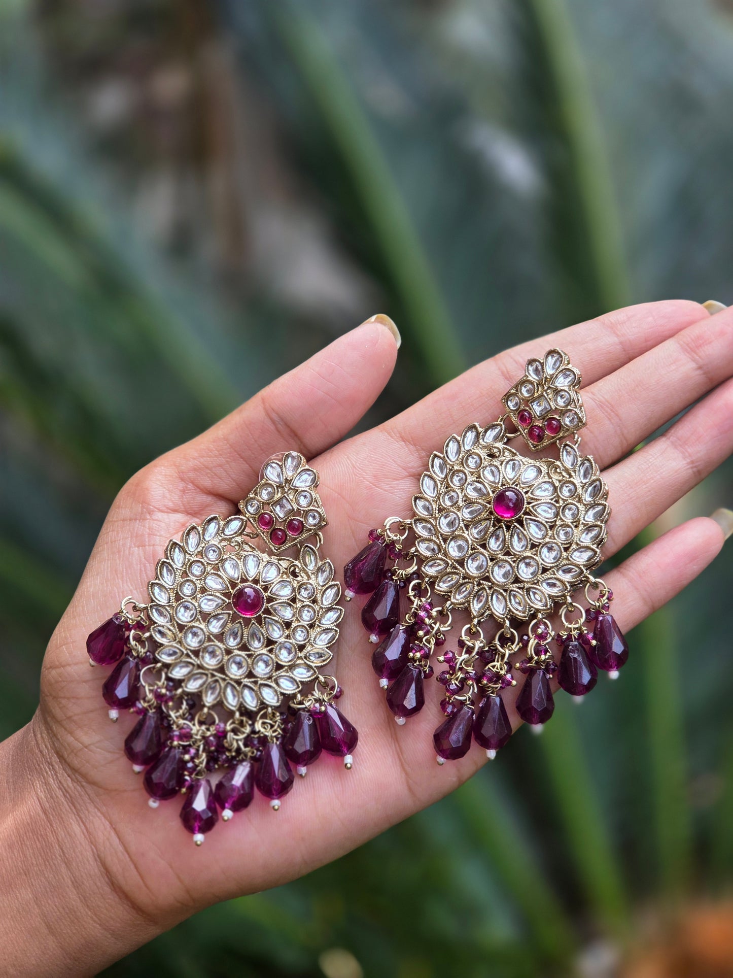 Mehendi Gold-Polish Kundan Chandbali Earrings ER 780