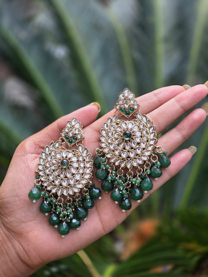 Mehendi Gold-Polish Kundan Chandbali Earrings ER 780