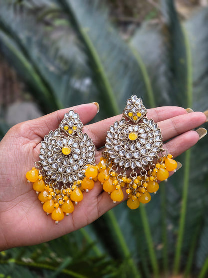Mehendi Gold-Polish Kundan Chandbali Earrings ER 780