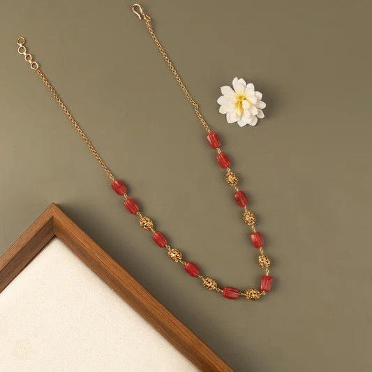 Gold-Toned One-Layer Beaded Mala Ma 109