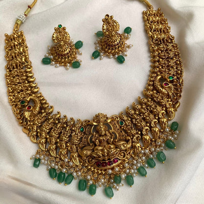 Gold-Toned Peacock Lakshmi X Mango Necklace 1559