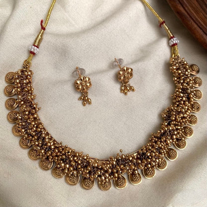 Gold-Polish Gunghroo Beaded Necklace 1360