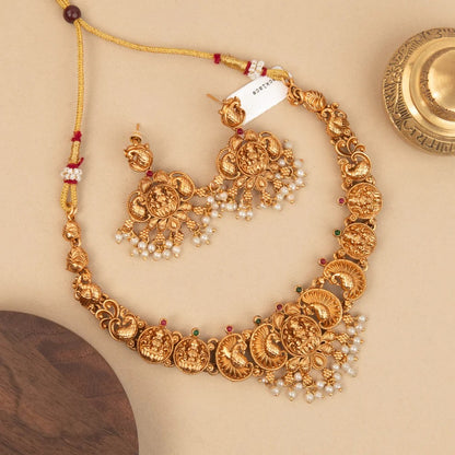 Gold-Toned Lakshmi Peacock Necklace 1611