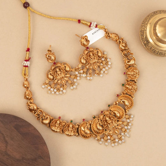 Gold-Toned Lakshmi Peacock Necklace 1611